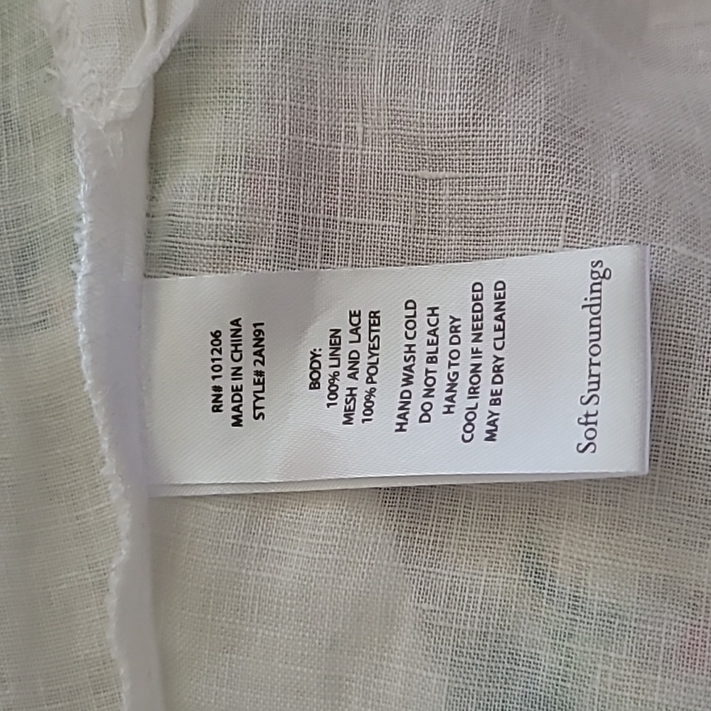 Medium Soft Surroundings 100% Linen Boxy Tunic with Mandarin Collar - Picture 7 of 7